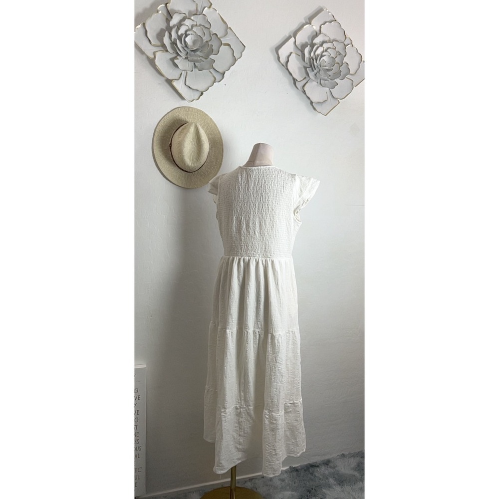 GibsonLook white cotton maxi midi dress L boho shabby chic regency cottage core - Picture 8 of 16